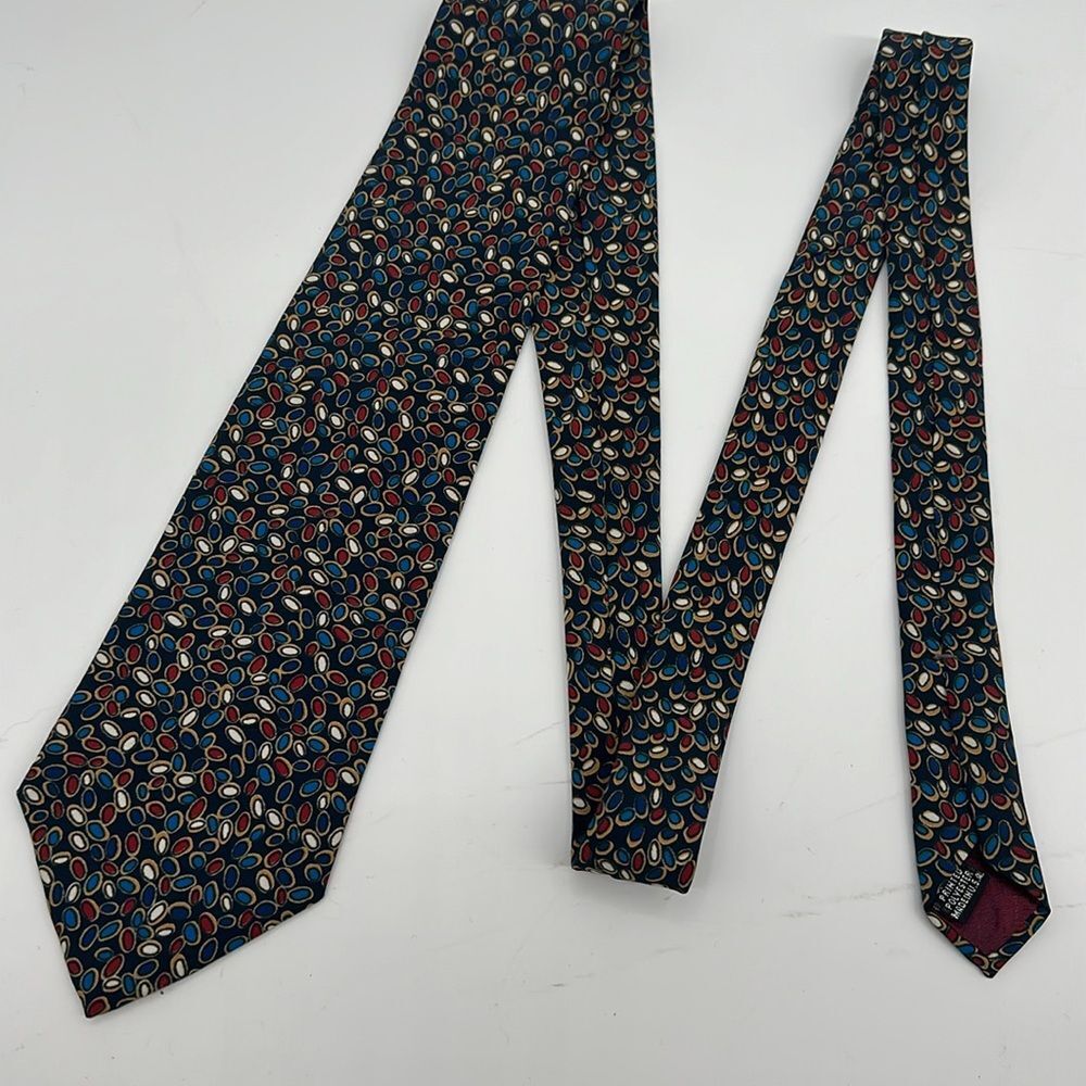 Christian Dior Monsieur Tie Silk Red White Blue Necktie Career Church Event